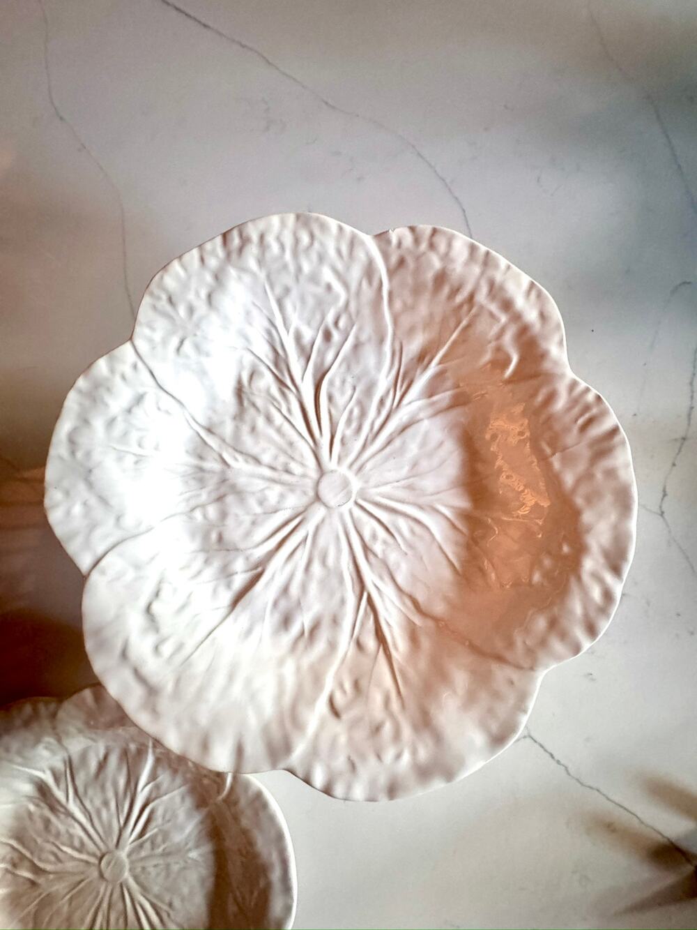 Set of 2 Sur La Table White Cabbage Salad Dessert Plates Portugal - Small Chip